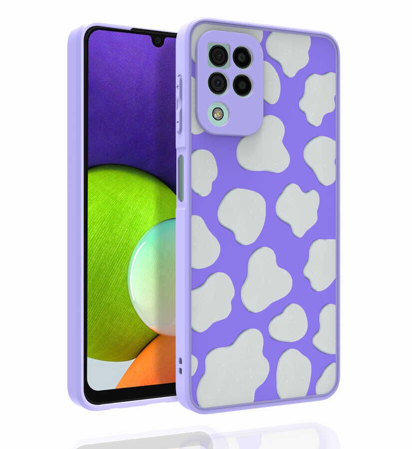 Samsung Galaxy A22 4G Kılıf Kabartmalı Kamera Korumalı Desenli Darbe Emici Renkli Kapak (Nora) NO6