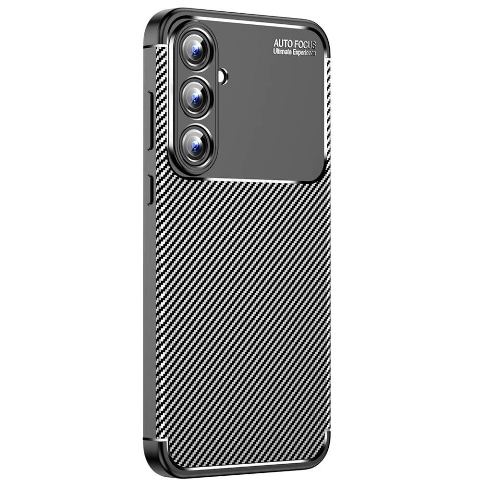 Samsung Galaxy A55 Kılıf Kamera Çıkıntılı Karbon Fiber Dokulu Renk Atmaz Kapak (NEGRO) Siyah