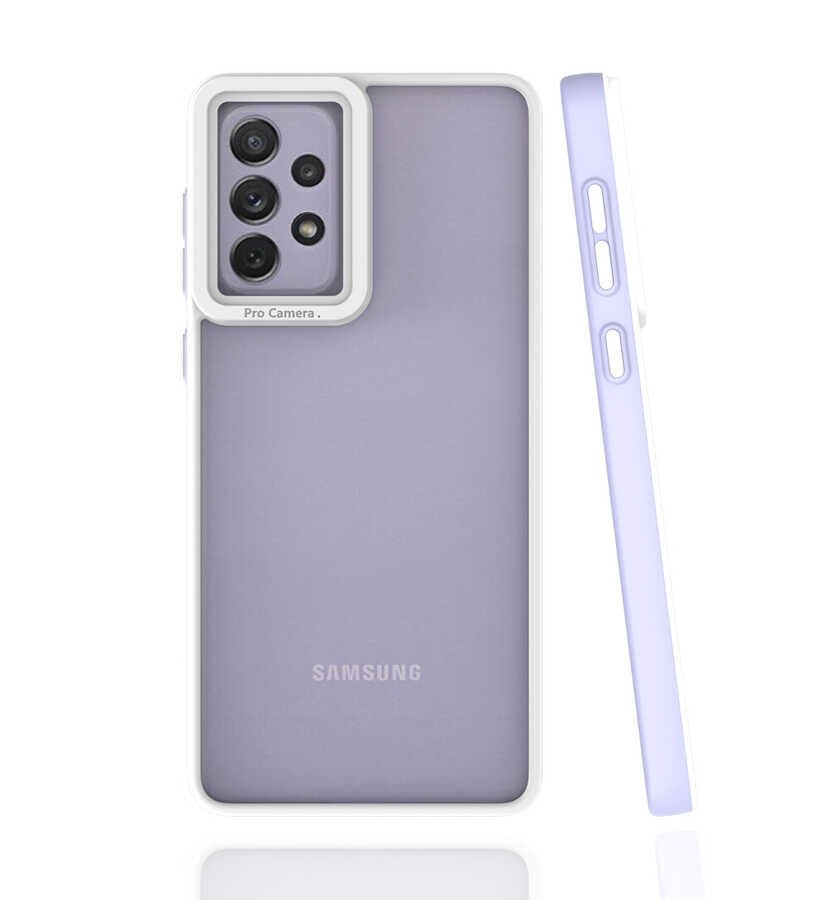 Samsung Galaxy A73 Kapak Mat Yüzeyli Kamera Korumalı Renkli Silikon Kılıf (MİMA) Lila