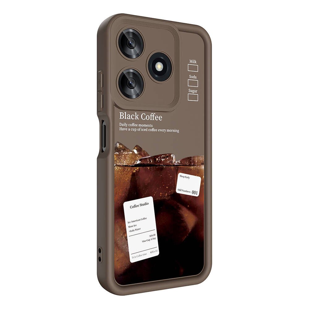 Tecno Spark 10C Kılıf Kamera Korumalı Baskılı Arka Yüzey Kapak (Klas) Koyu Kahve