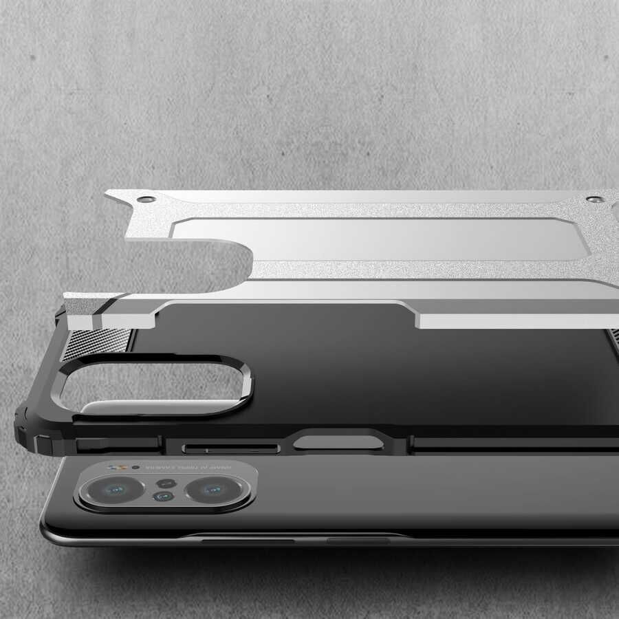 Xiaomi Redmi K40 Kılıf Armor Köşe Korumalı Çift Katman Tank Zırh Kapak (CRASH) Siyah