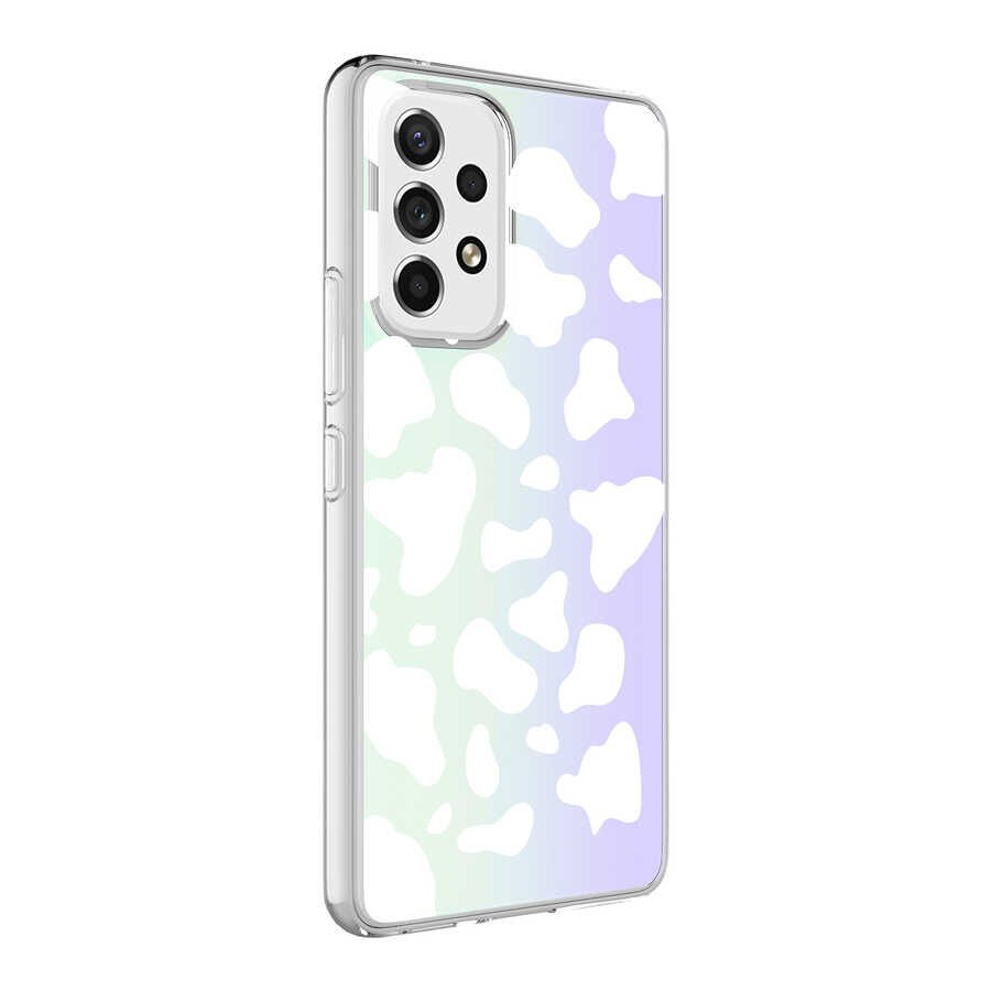 Samsung Galaxy A73 Kılıf HEPTEKİLETİŞİM M-Blue Desenli Kapak