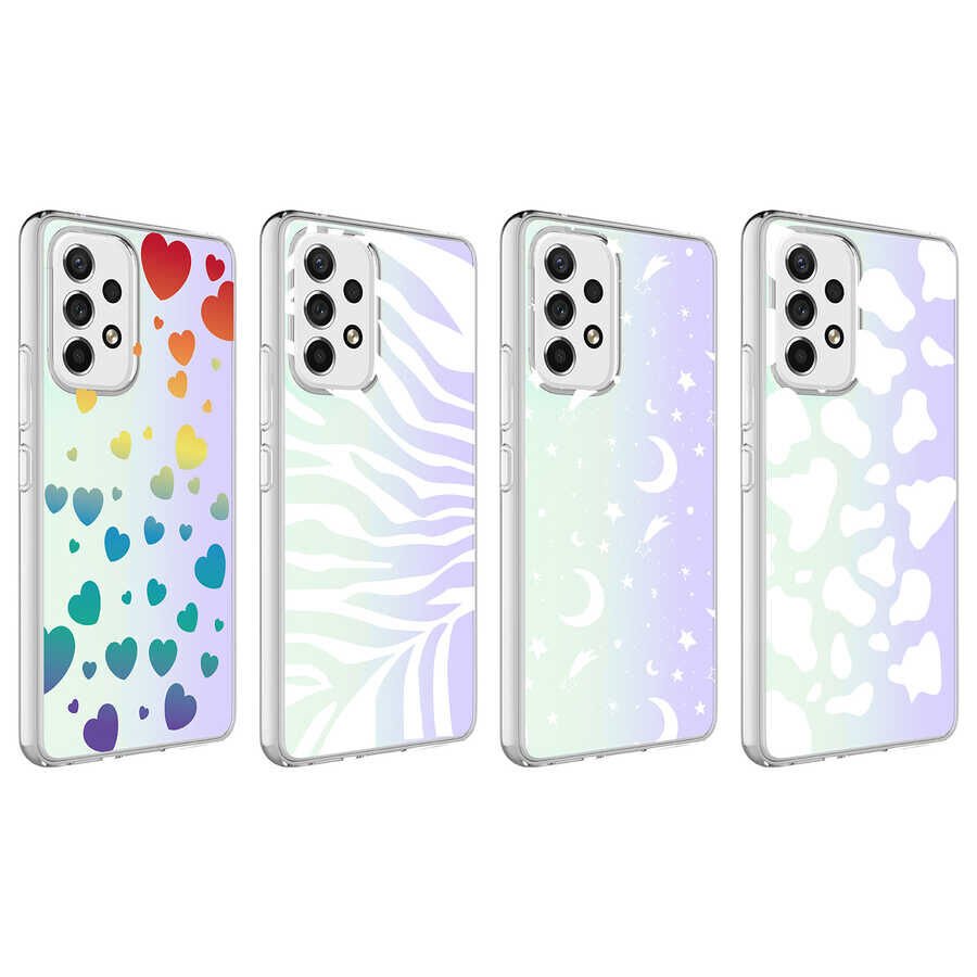 Samsung Galaxy A73 Kılıf HEPTEKİLETİŞİM M-Blue Desenli Kapak