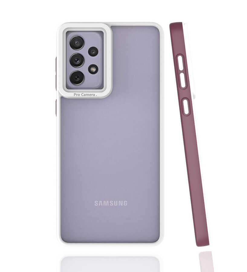 Samsung Galaxy A73 Kapak Mat Yüzeyli Kamera Korumalı Renkli Silikon Kılıf (MİMA) Mürdüm