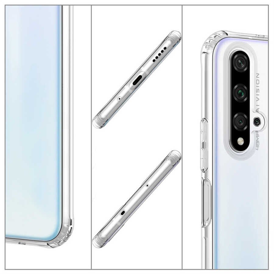 Huawei Nova 5T Şeffaf Kılıf Köşelerde Darbelere Karşı Ultra Kalınlık (ANTİSHOCK) Renksiz