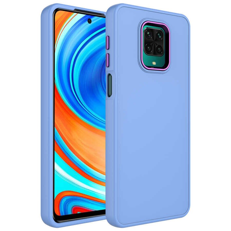 Xiaomi Redmi Note 9S Kılıf Metal Çerçeve ve Buton Tasarımlı Silikon HEPTEKİLETİŞİM Luna Kapak
