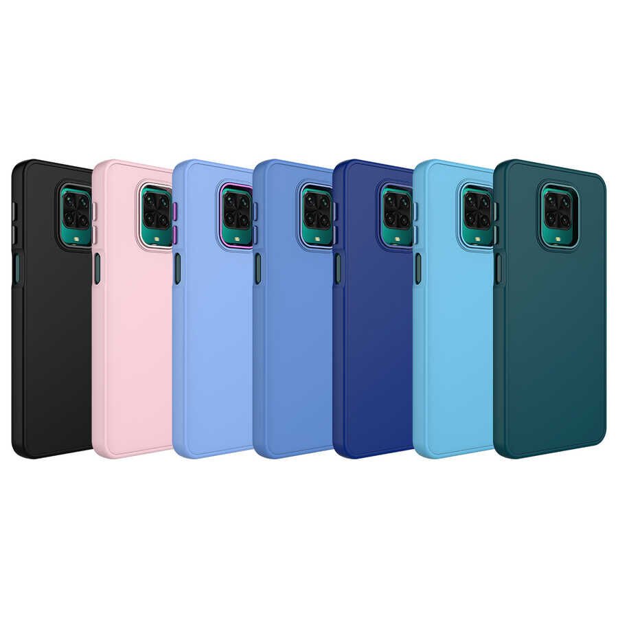 Xiaomi Redmi Note 9S Kılıf Metal Çerçeve ve Buton Tasarımlı Silikon HEPTEKİLETİŞİM Luna Kapak