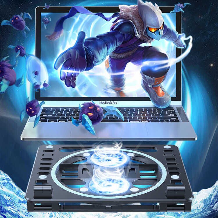 Soğutucu Fanlı Laptop Standı 2'li Sessiz Çalışan Fan Dizaynı (HZ-01) Siyah