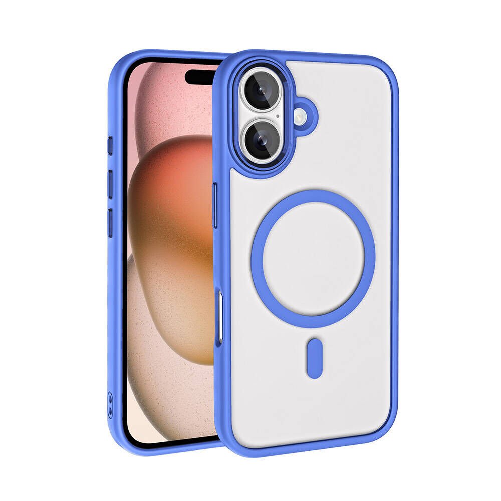 Apple iPhone 16 Kılıf Kamera Çıkıntılı Şarj Destekli Renkli Hassas Butonlu Kapak (Krom-Mag) Mavi