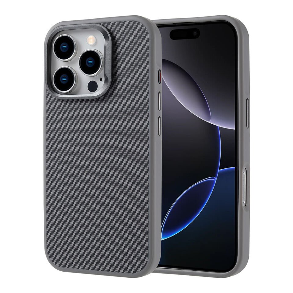 Apple iPhone 16 Pro Kılıf Magsafe Şarj Özellikli Karbon Fiber Görünümlü HEPTEKİLETİŞİM Troy Kapak