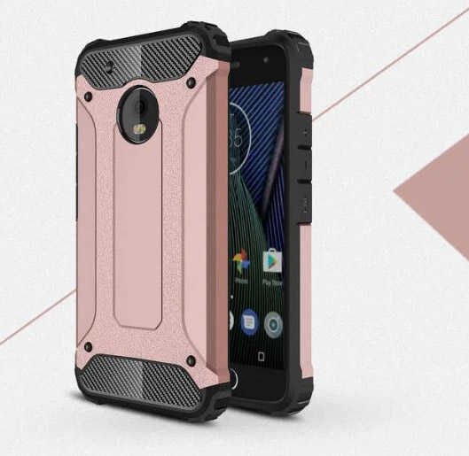 Lenovo Moto E4 Kılıf Armor Köşe Korumalı Çift Katman Tank Zırh Kapak (CRASH) Gold