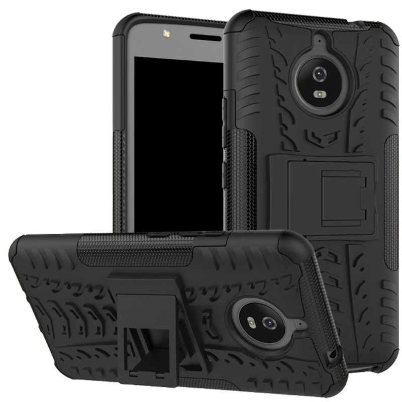 Lenovo Moto E4 Kılıf Standlı Korunaklı Silikon Kapak (hibrit) Siyah