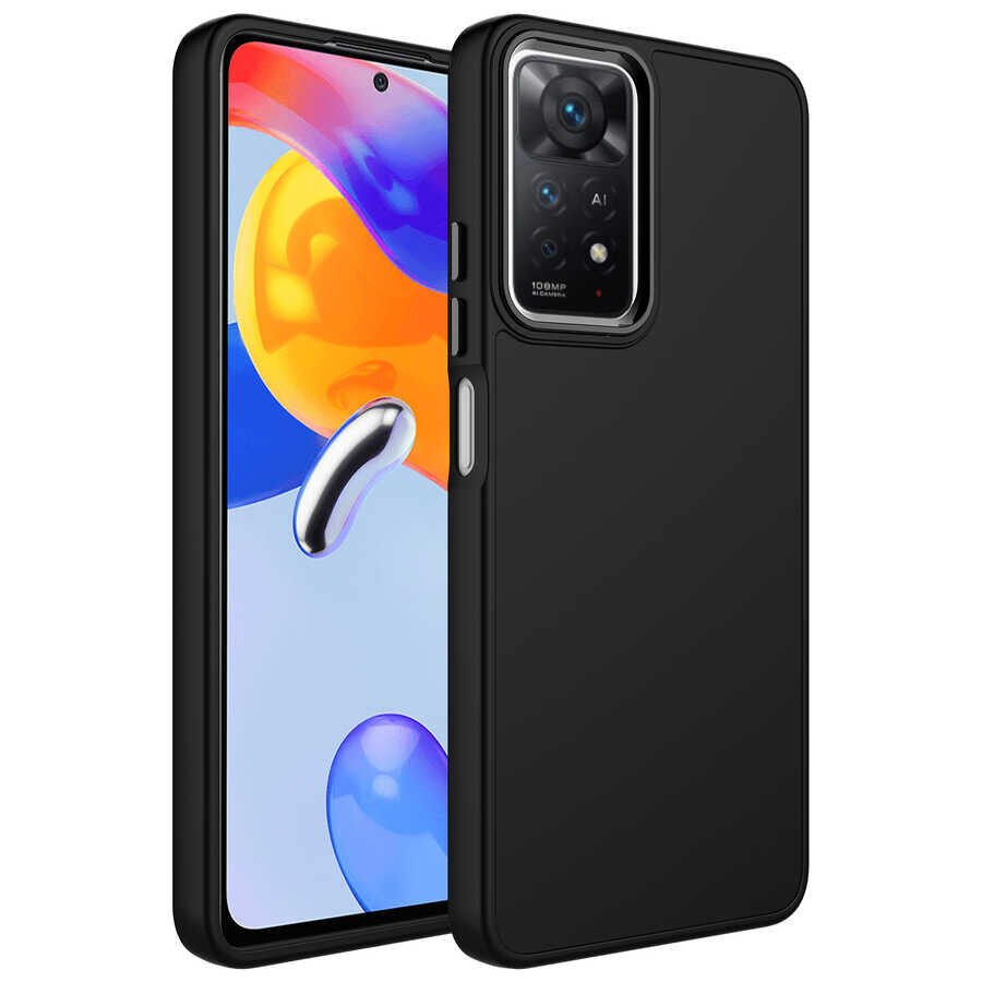 Xiaomi Redmi Note 11 Global Kılıf Metal Çerçeve ve Buton Tasarımlı Silikon HEPTEKİLETİŞİM Luna Kapak