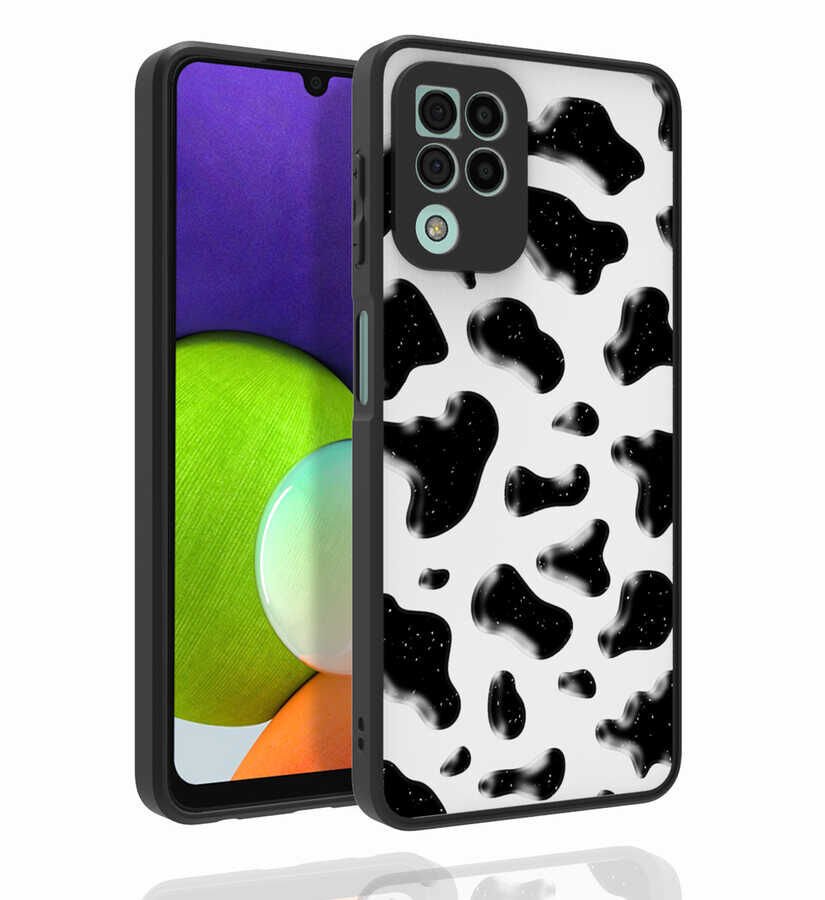 Samsung Galaxy A22 4G Kılıf Kabartmalı Kamera Korumalı Desenli Darbe Emici Renkli Kapak (Nora) NO2