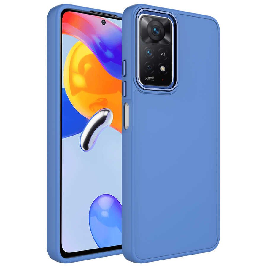 Xiaomi Redmi Note 11S Global Kılıf Metal Çerçeve ve Buton Tasarımlı Silikon HEPTEKİLETİŞİM Luna Kapak