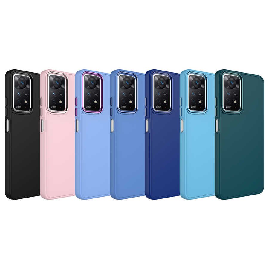 Xiaomi Redmi Note 11S Global Kılıf Metal Çerçeve ve Buton Tasarımlı Silikon HEPTEKİLETİŞİM Luna Kapak