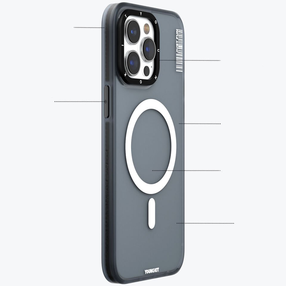 Apple iPhone 15 Pro Max Kılıf Magsafe Şarj Özellikli Youngkit Colored Sand Serisi Kapak