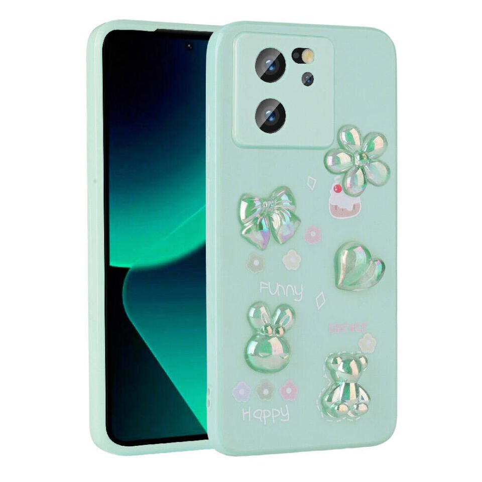 Xiaomi Mi 13T Kılıf Kamera Korumalı Kabartma Figürlü Parlak Silikon Kapak (Toys) Mor