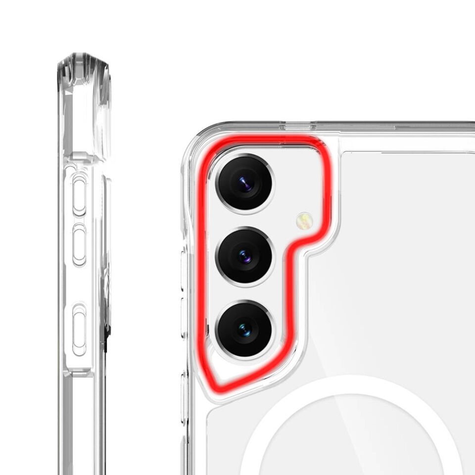 Samsung Galaxy S24 Plus Kılıf Magsafe Kamera Yükseltili Şeffaf Ultra Koruma Sert Kapak (T-Max-mag) Renksiz