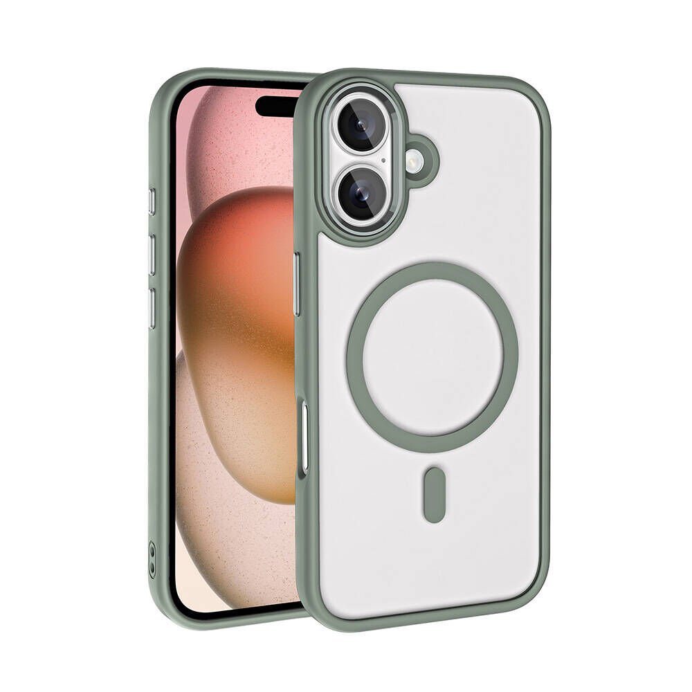 Apple iPhone 16 Plus Kılıf Kamera Çıkıntılı Şarj Destekli Renkli Hassas Butonlu Kapak (Krom-Mag) Titanyum-Gri