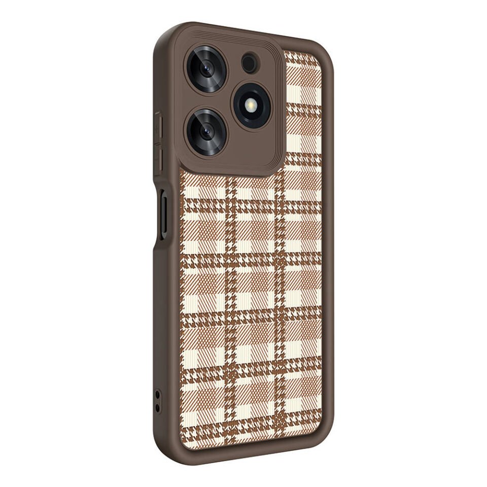 Tecno Spark 10 Pro Kılıf Kamera Korumalı Baskılı Arka Yüzey Kapak (Klas) Açık Kahve