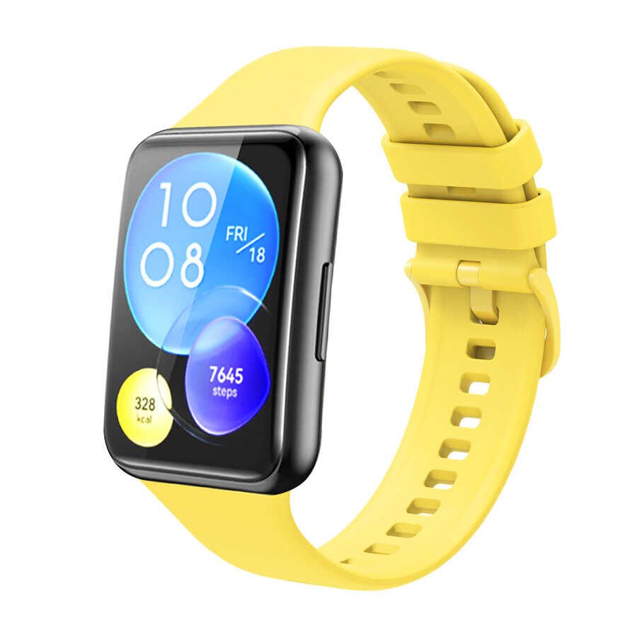 Huawei Watch Fit 2 Silikon Kordon Soft ve Pürüzsüz Yüzey Tasarımlı (KRD-43) Sarı