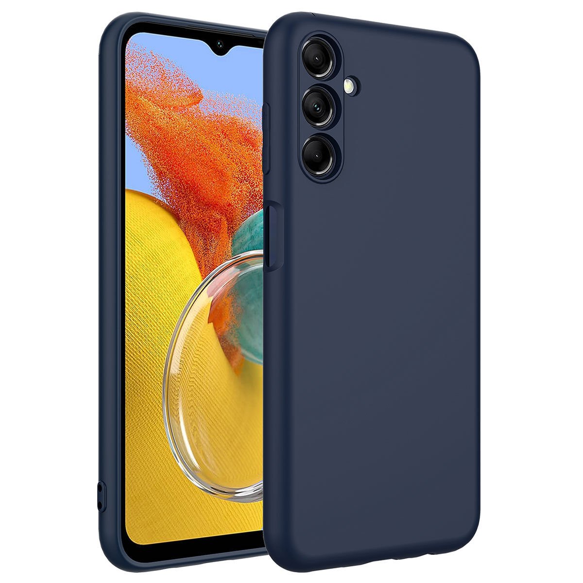 Samsung Galaxy M14 Kadife İç Yüzey Yumuşak Dokulu Kamera Korumalı İnce Kapak (MARA) Lacivert