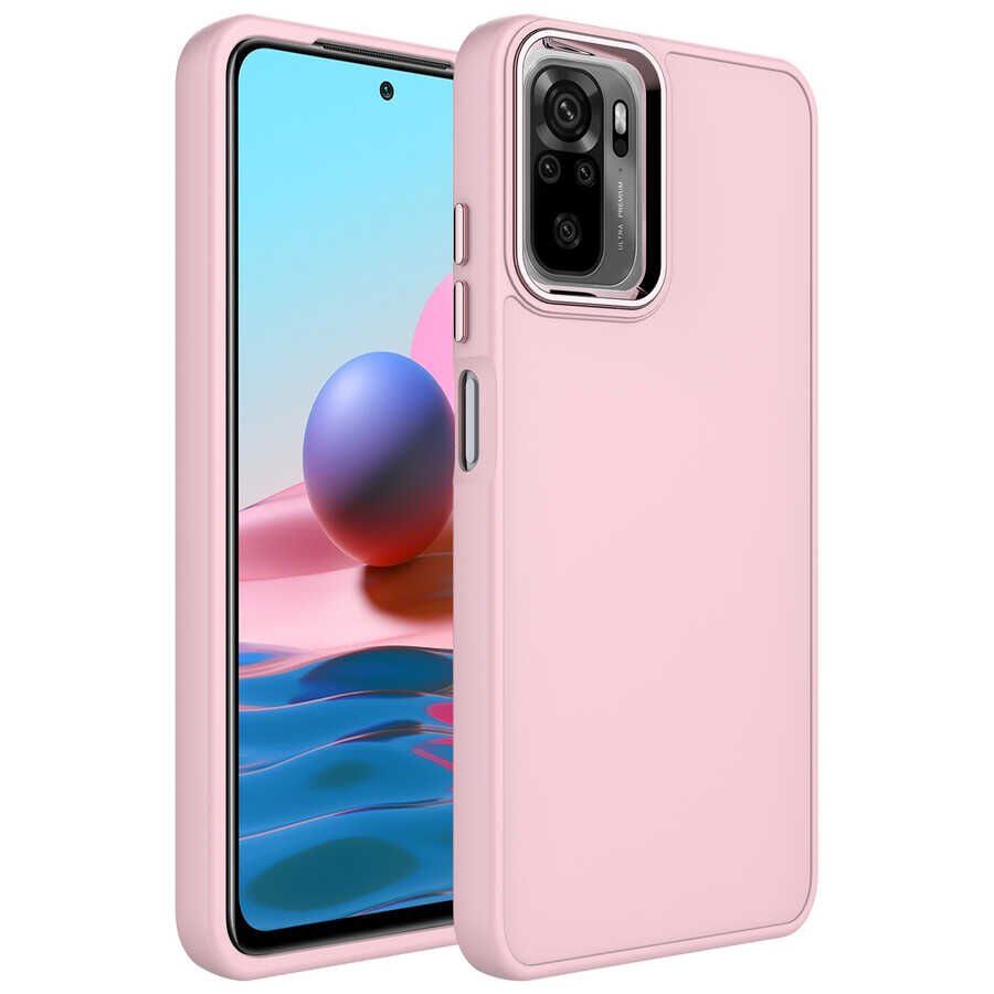 Xiaomi Redmi Note 10 Kılıf Metal Çerçeve ve Buton Tasarımlı Silikon HEPTEKİLETİŞİM Luna Kapak