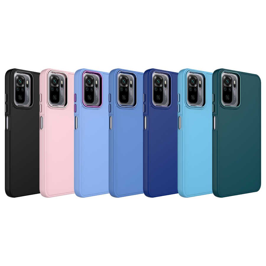 Xiaomi Redmi Note 10 Kılıf Metal Çerçeve ve Buton Tasarımlı Silikon HEPTEKİLETİŞİM Luna Kapak