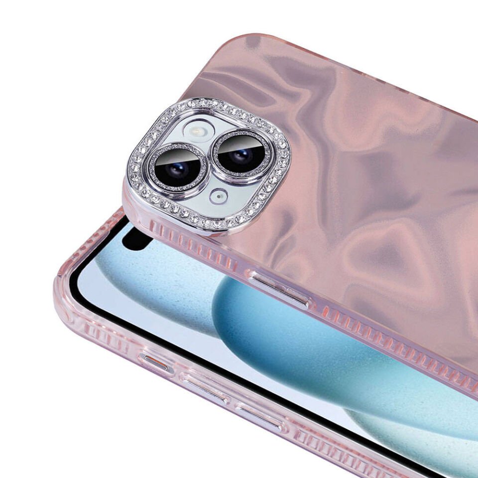 Apple iPhone 15 Plus Kılıf Airbagli Parlak Taş Detay Tasarımlı HEPTEKİLETİŞİM Esila Kapak