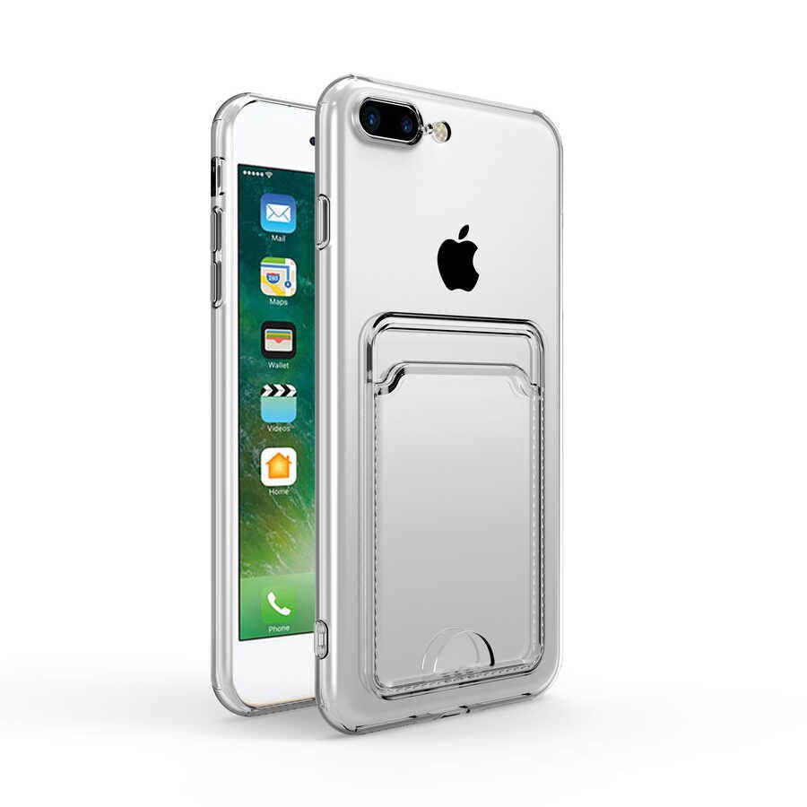Apple iPhone 8 Kılıf Kartlıklı Şeffaf HEPTEKİLETİŞİM Setra Clear Silikon Kapak