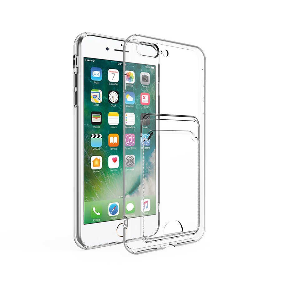 Apple iPhone 8 Kılıf Kartlıklı Şeffaf HEPTEKİLETİŞİM Setra Clear Silikon Kapak