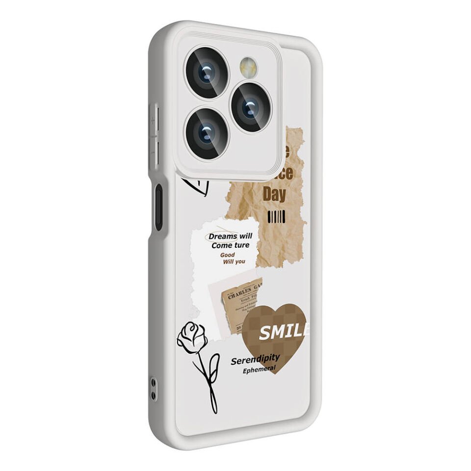 Tecno Spark 20C Kılıf Kamera Korumalı Baskılı Arka Yüzey Kapak (Klas) Beyaz