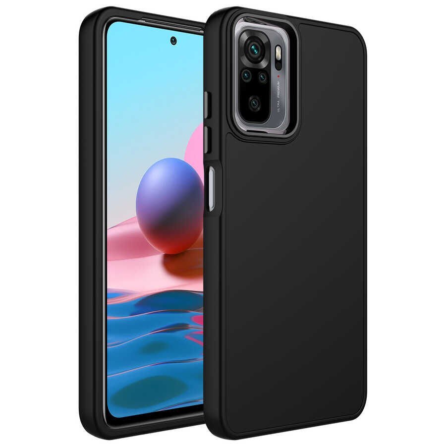 Xiaomi Redmi Note 10S Kılıf Metal Çerçeve ve Buton Tasarımlı Silikon HEPTEKİLETİŞİM Luna Kapak