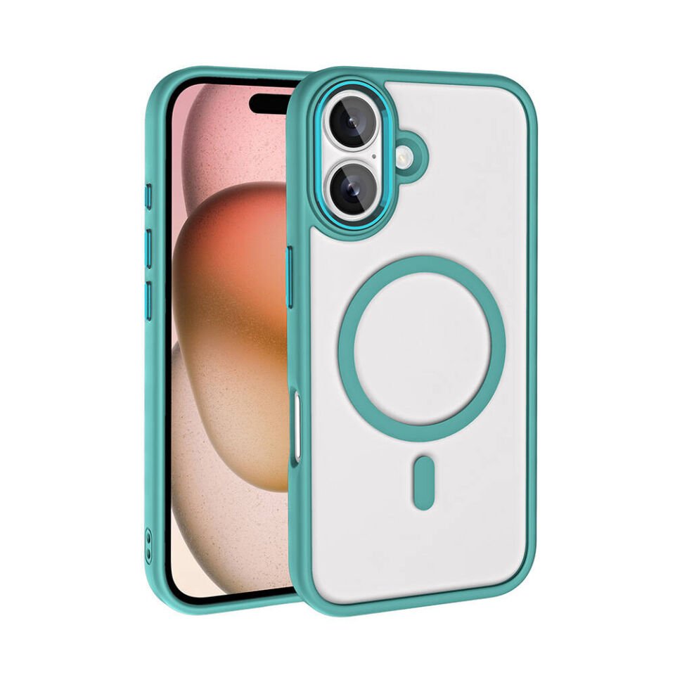 Apple iPhone 16 Plus Kılıf Kamera Çıkıntılı Şarj Destekli Renkli Hassas Butonlu Kapak (Krom-Mag) Yeşil