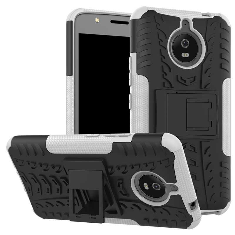 Lenovo Moto G5S  Kılıf Standlı Korunaklı Silikon Kapak (hibrit) Beyaz