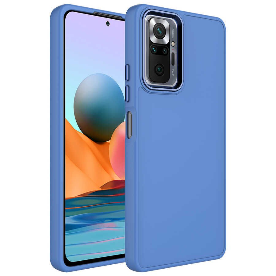 Xiaomi Redmi Note 10 Pro Kılıf Metal Çerçeve ve Buton Tasarımlı Silikon HEPTEKİLETİŞİM Luna Kapak