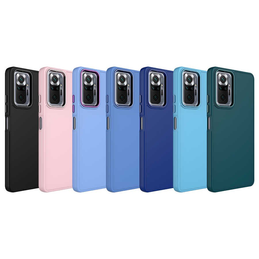 Xiaomi Redmi Note 10 Pro Kılıf Metal Çerçeve ve Buton Tasarımlı Silikon HEPTEKİLETİŞİM Luna Kapak