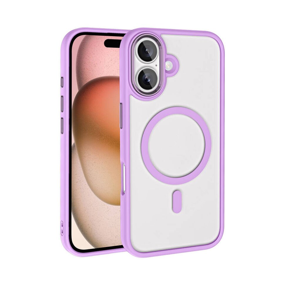 Apple iPhone 16 Plus Kılıf Kamera Çıkıntılı Şarj Destekli Renkli Hassas Butonlu Kapak (Krom-Mag) Pembe