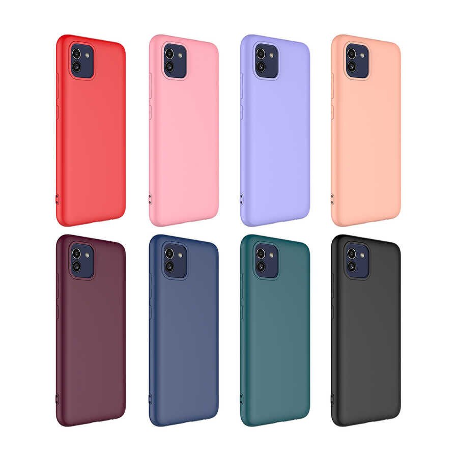 Samsung Galaxy A03 Kadife İç Yüzey Yumuşak Dokulu Kamera Korumalı İnce Kapak (MARA) Lila