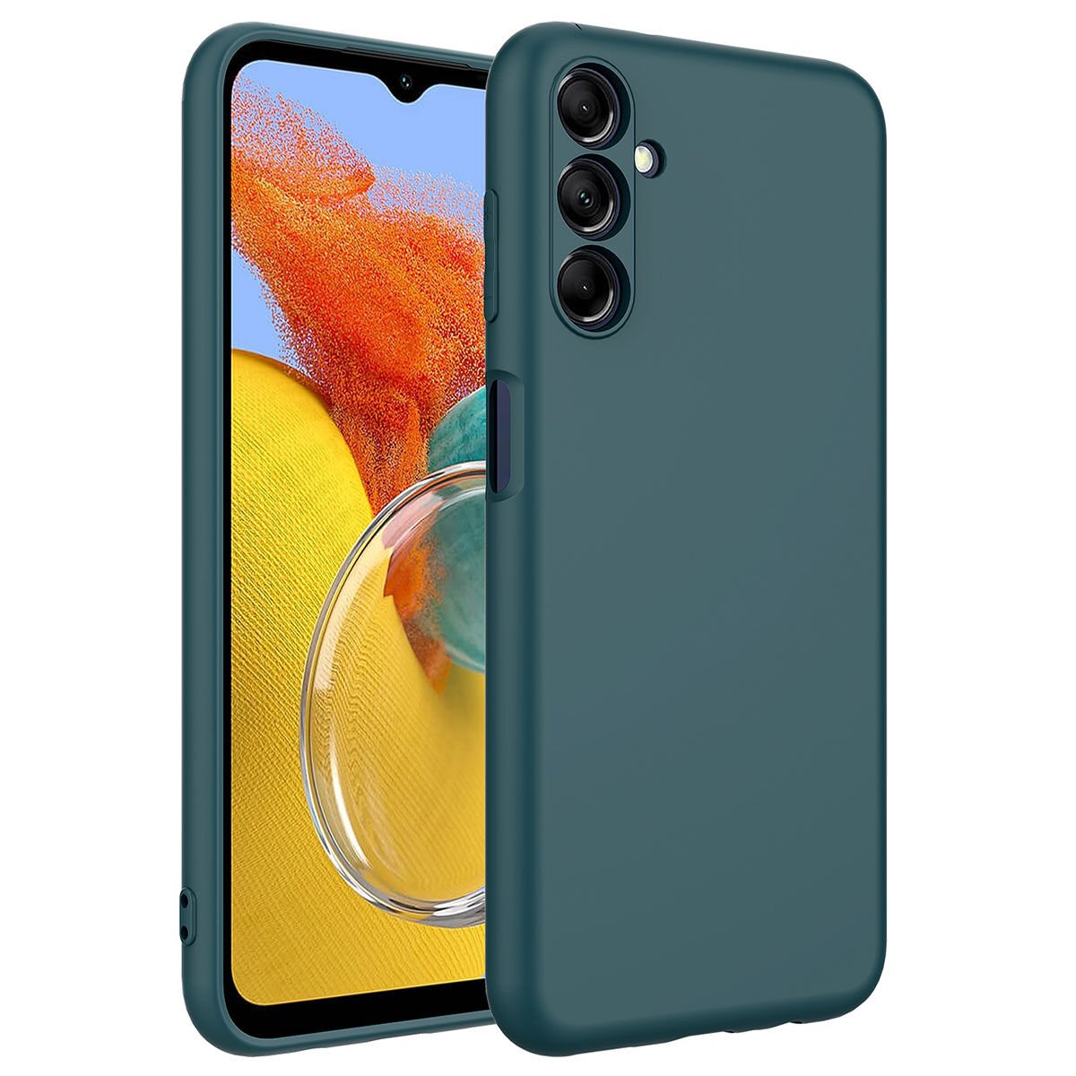 Samsung Galaxy M14 Kadife İç Yüzey Yumuşak Dokulu Kamera Korumalı İnce Kapak (MARA) Koyu Yeşil