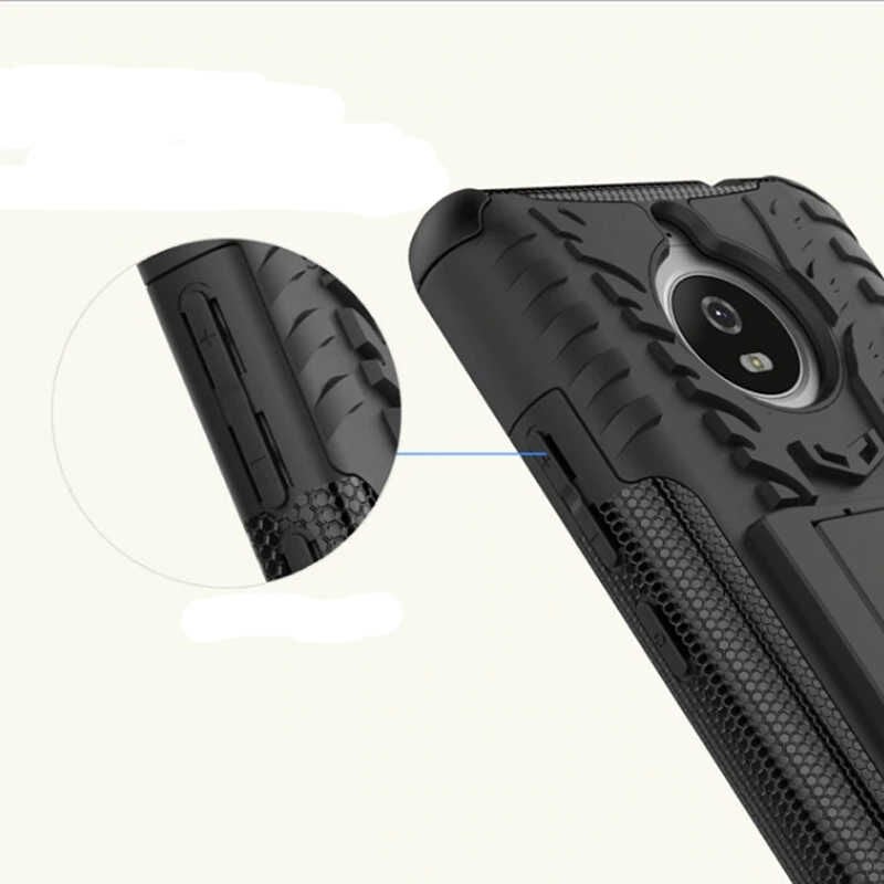 Lenovo Moto G5S  Kılıf Standlı Korunaklı Silikon Kapak (hibrit) Turuncu