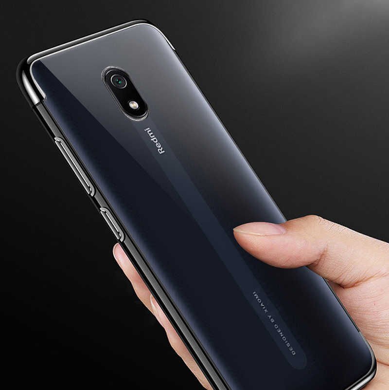 Xiaomi Redmi 8A Kılıf Dört Köşe Renkli Lazer Şeffaf Silikon Kapak (GLİTTER) Siyah