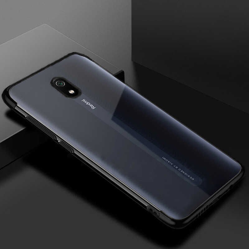 Xiaomi Redmi 8A Kılıf Dört Köşe Renkli Lazer Şeffaf Silikon Kapak (GLİTTER) Siyah