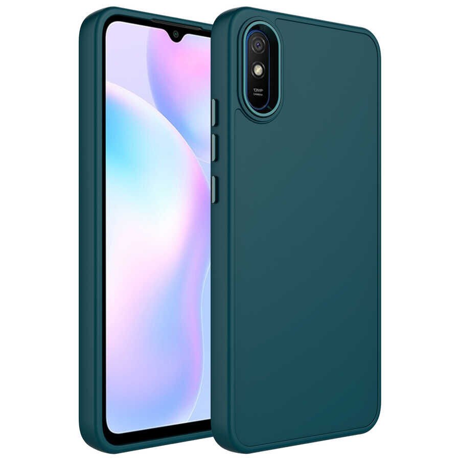 Xiaomi Redmi 9A Kılıf Metal Çerçeve ve Buton Tasarımlı Silikon HEPTEKİLETİŞİM Luna Kapak