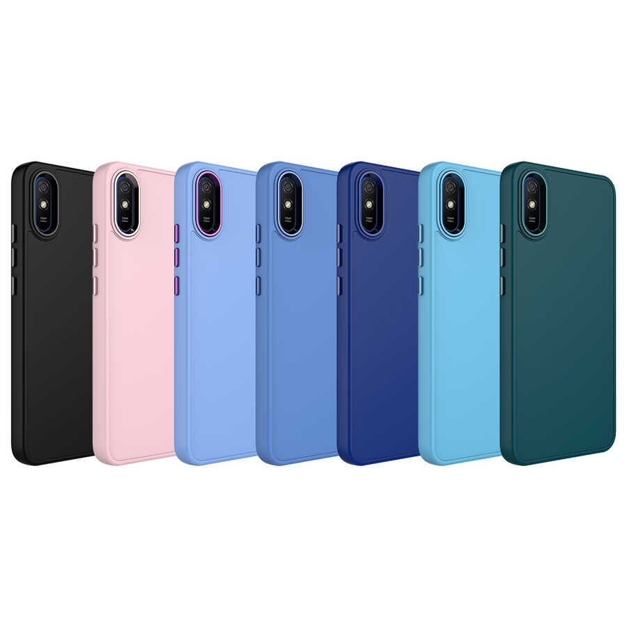 Xiaomi Redmi 9A Kılıf Metal Çerçeve ve Buton Tasarımlı Silikon HEPTEKİLETİŞİM Luna Kapak
