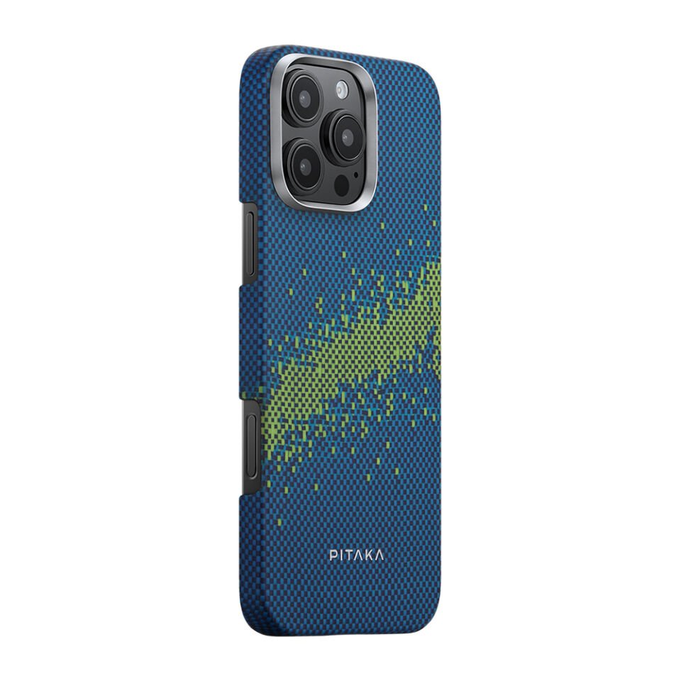 Apple iPhone 16 Pro Kılıf Magsafe Şarj Özellikli Lumintex Teknolojili Fosforlu Özellikli Aramid Fiber Pitaka Tactile Woven Starpeak Serisi Milky Way Samsung Galaxy Kapak