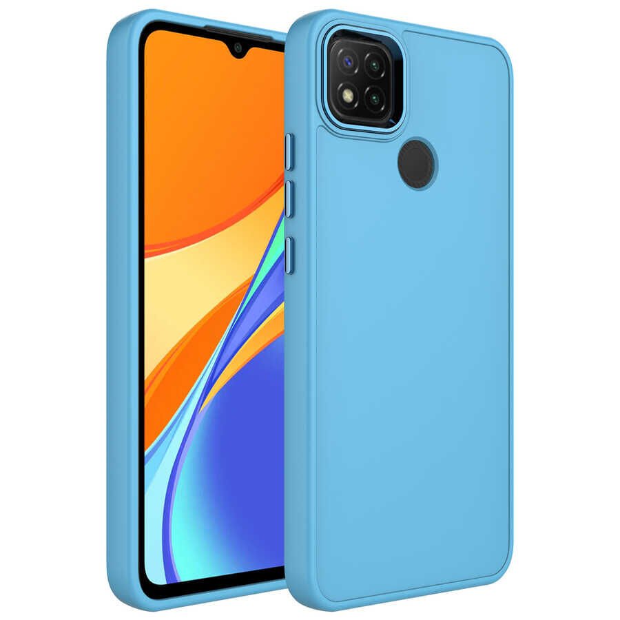 Xiaomi Redmi 9C Kılıf Metal Çerçeve ve Buton Tasarımlı Silikon HEPTEKİLETİŞİM Luna Kapak