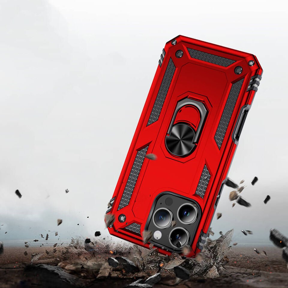 Apple iPhone 16 Pro Max Kılıf Tank Zırh Yüzüklü Mıknatıslı Standlı Kapak (VEGA) Siyah