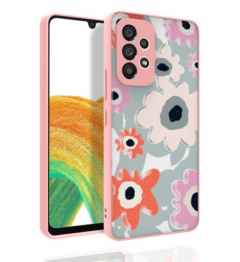 Samsung Galaxy A53 5G Kılıf Kabartmalı Kamera Korumalı Desenli Darbe Emici Renkli Kapak (Nora) NO5